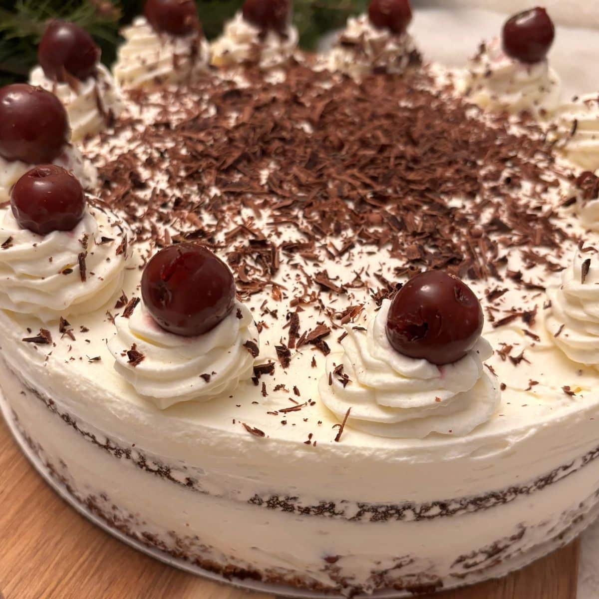 Blackforest Cake with Sour Cherries and Chocolate Shavings