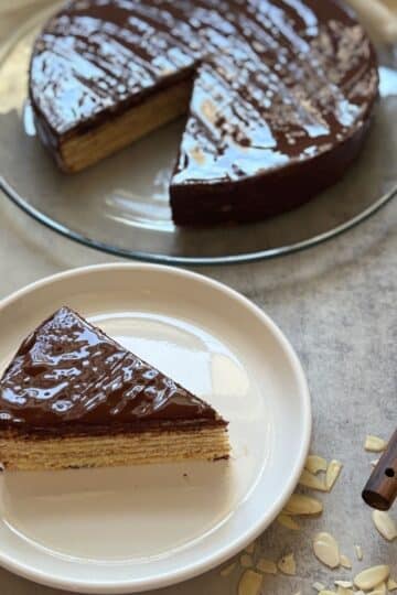 German Tree Cake Slice on Plate