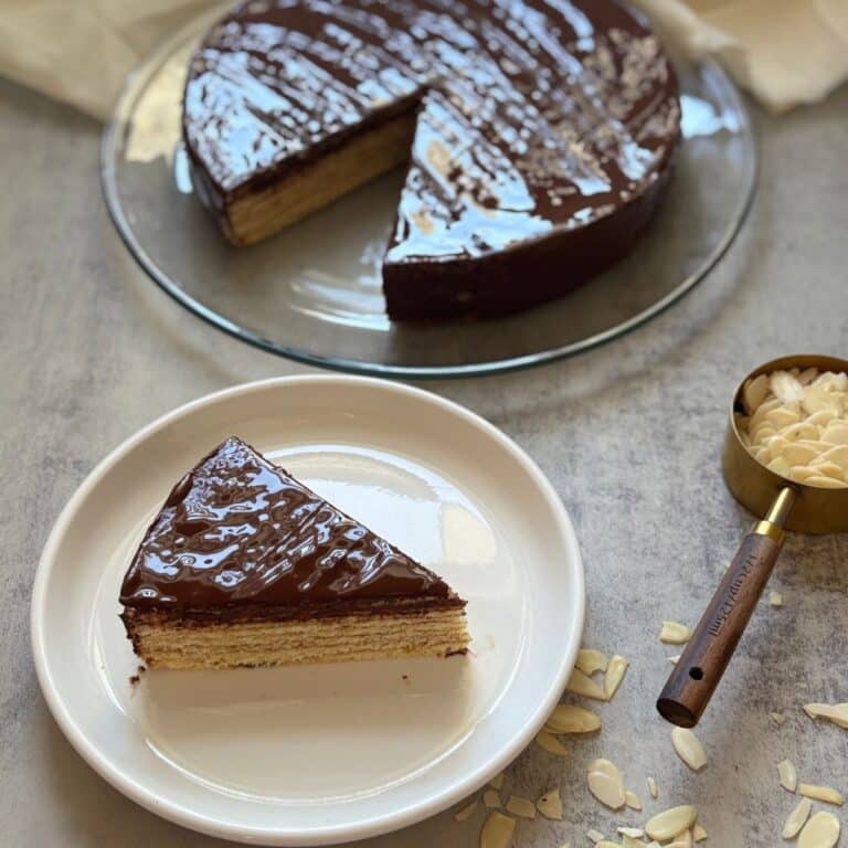German Tree Cake Slice on Plate