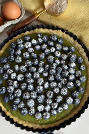 Matcha Blueberry Tart in Tart Pan
