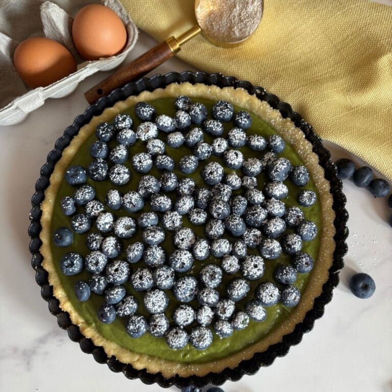 Matcha Blueberry Tart in Tart Pan