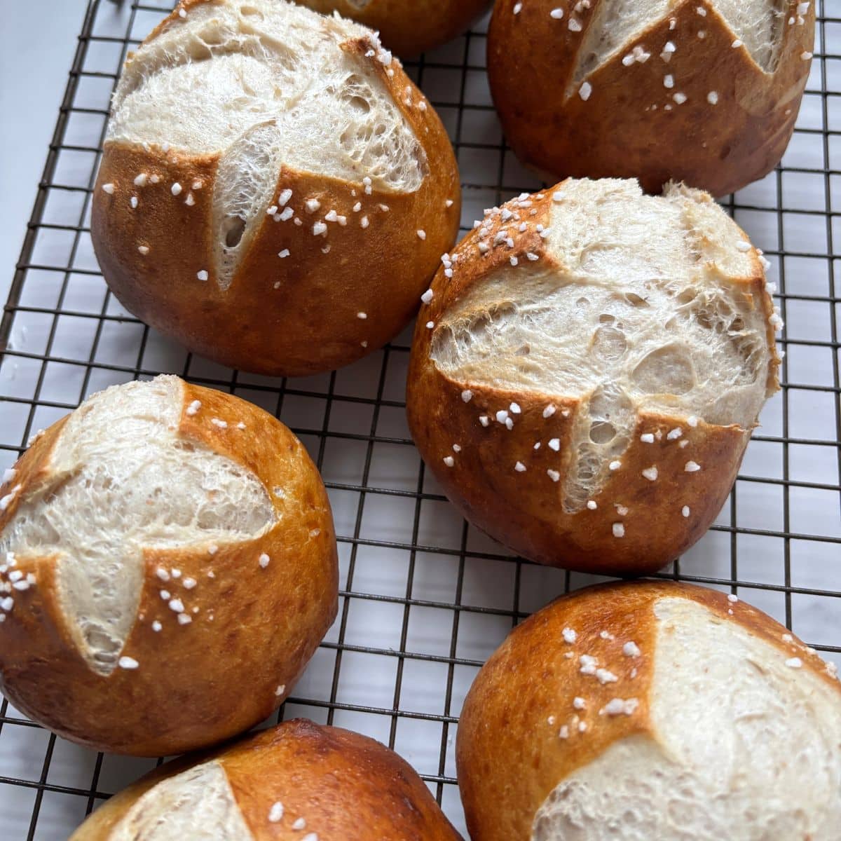 Pretzel Rolls on Cooling Tray
