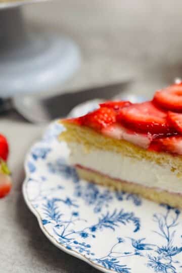 Strawberry Vanilla Cake Slice with Cream Filling